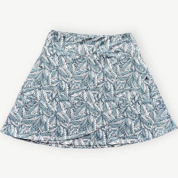 Eddie Bauer Athletic Faux Wrap Green & White Leaf Print Kacey Mini Skirt. Small. - Picture 2 of 9